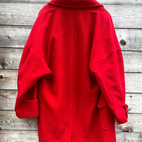 Chanel Women Cashmere/Silk Long Red Coat Coco Chanel Peacoat From France - Picture 2 of 14